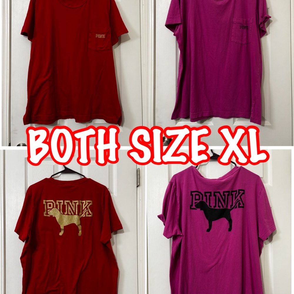 PINK Victoria's Secret Dog T-Shirts - Red and Pink